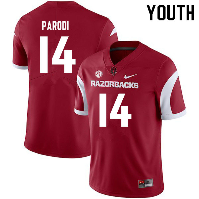 Youth #14 Nathan Parodi Arkansas Razorbacks College Football Jerseys Sale-Cardinal